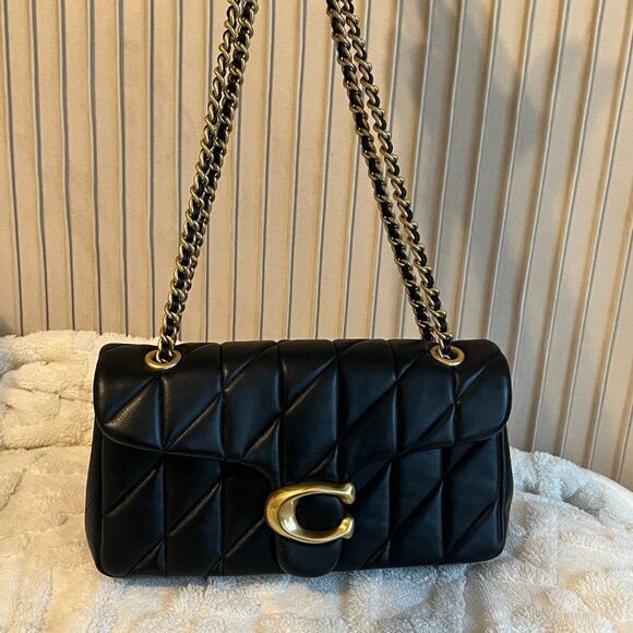 COACH Tabby 26 Quilted Shoulder Crossbody Bag CP150 Black w/ Brass + Dust Bag - Picture 15 of 15